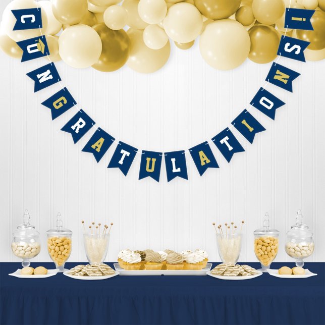 Congratulations Modern Navy and Gold Graduation Bunting (Creator Uploaded)
