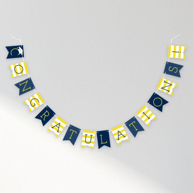 Congratulations Modern Navy Blue Yellow Graduation Bunting (Creator Uploaded)
