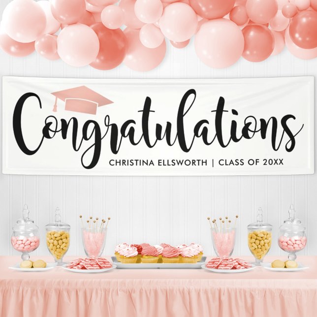 Congratulations Modern Rose Gold 2025 Graduation Banner (Creator Uploaded)