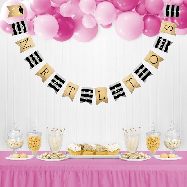Congratulations Modern Silver Gold Graduation Bunting (Creator Uploaded)