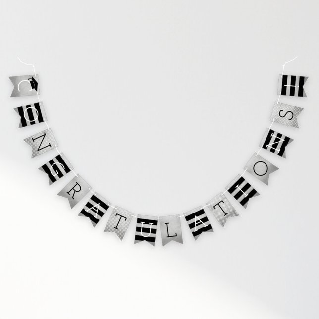 Congratulations Modern Silver Graduation Party Bunting (Creator Uploaded)