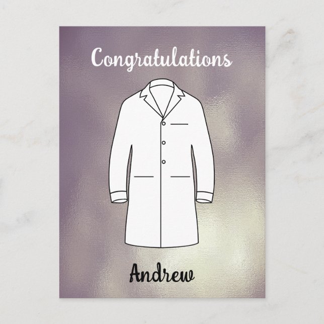 Congratulations Modern White Coat Ceremony Doctor  Postcard (Front)