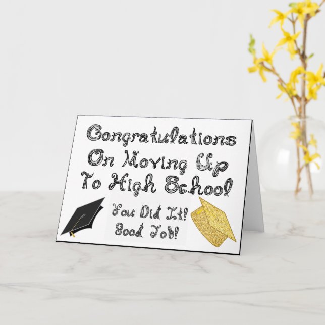 Congratulations Moving Up High School Graduation Card (Yellow Flower)