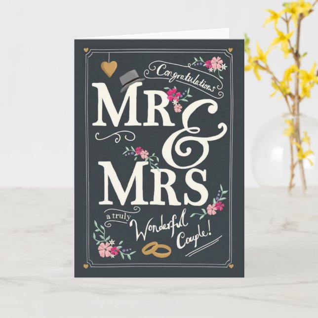 Congratulations Mr & Mrs Greeting  Card (Yellow Flower)