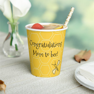 Congratulations Mum to Bee Hand-Drawn Honeycomb  Paper Cups