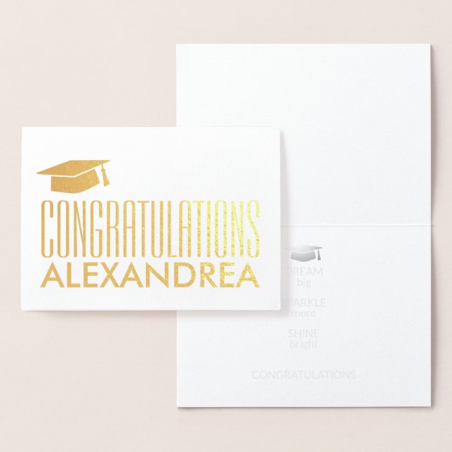 Congratulations Name Graduation Modern Real Foil Card (Display)