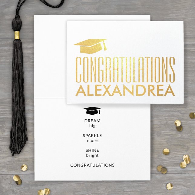 Congratulations Name Graduation Modern Real Foil Card (Creator Uploaded)
