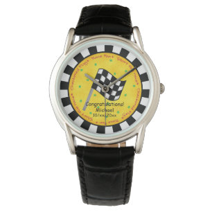 Congratulations Name Personalise Chequered Flag Watch