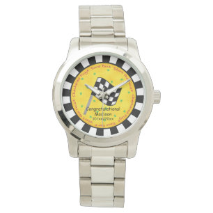 Congratulations Name Personalise Chequered Flag Watch