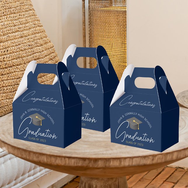 Congratulations Navy Blue 2025 Graduation Party Favour Box (Creator Uploaded)