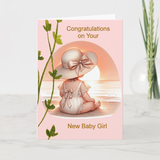 Congratulations New Baby Girl in Peach Card (Front)