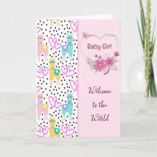 Congratulations New Baby Girl Lamas Card