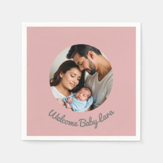 Congratulations new baby girl pink, welcome baby napkin