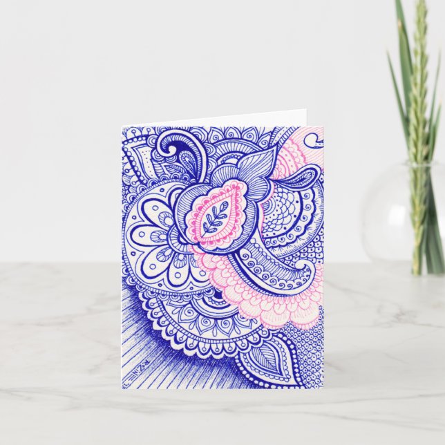 Congratulations New Baby Mum Damask Indian Mandala Card (Front)