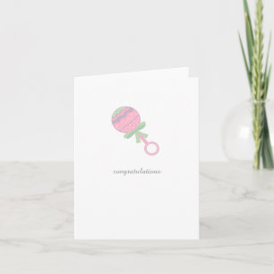 Congratulations New Baby Shower Card Baby Rattle