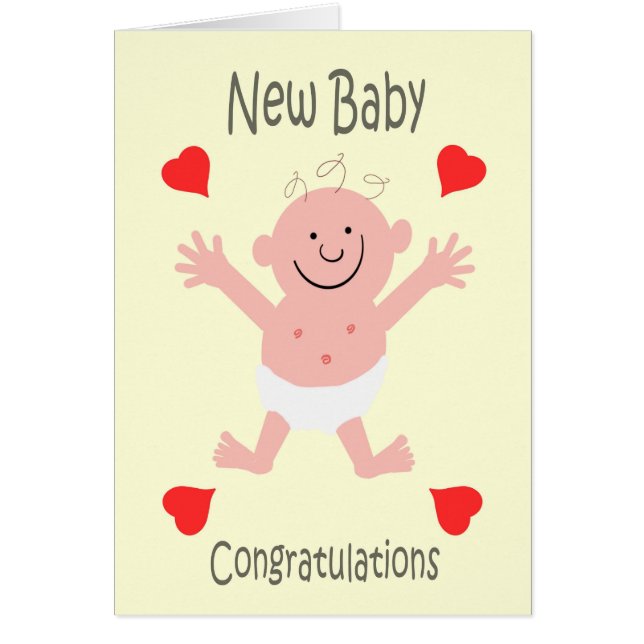 Congratulations New Baby Smiling Cartoon Caricatu (Front)