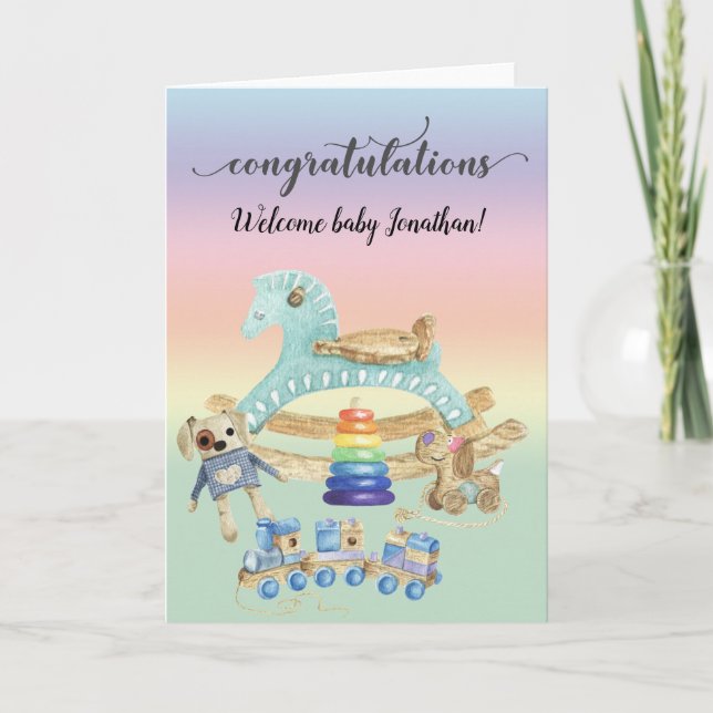 Congratulations New Baby Toys Shower Personalised Card (Front)
