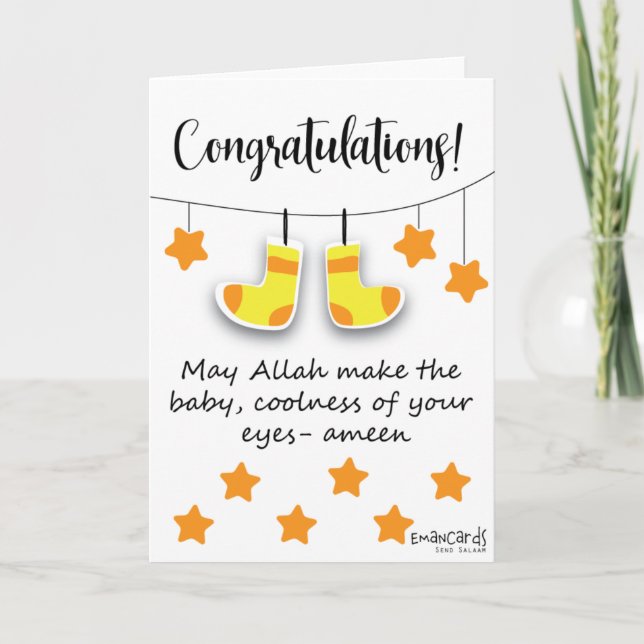 Congratulations - New Born (Cute Yellow Socks) Card (Front)