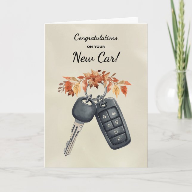 Congratulations New Car Autumn Leaves Card (Front)