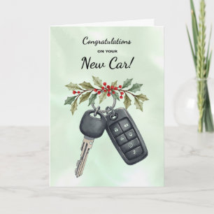 Congratulations New Car Christmas Holly Berries Card
