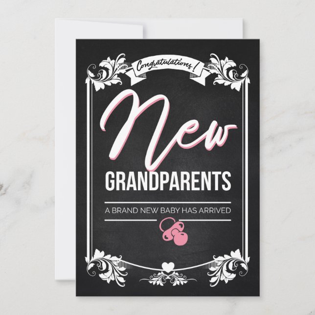 Congratulations new grandparents / New Baby Girl Thank You Card (Front)