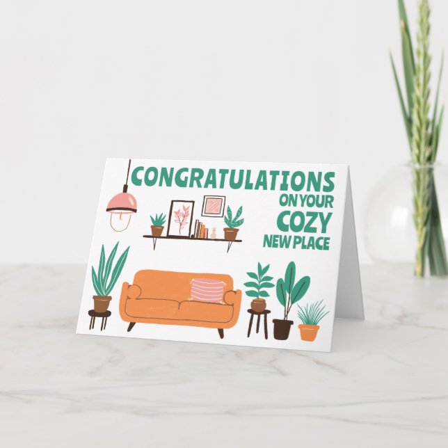 Congratulations New Home Cosy Cute Living Room Card (Front)