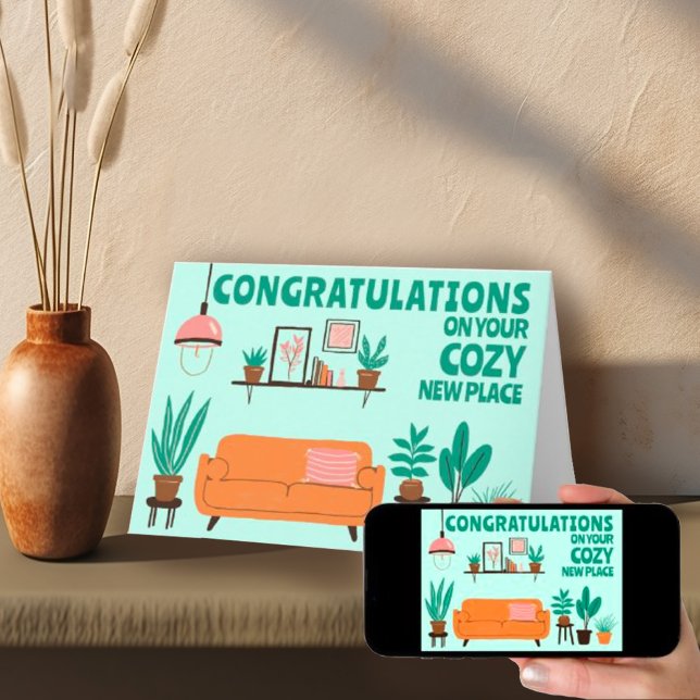 Congratulations New Home Cosy Cute Living Room Card (Congratulations New Home Cozy Cute Living Room Card
Housewarming Digital eCard )