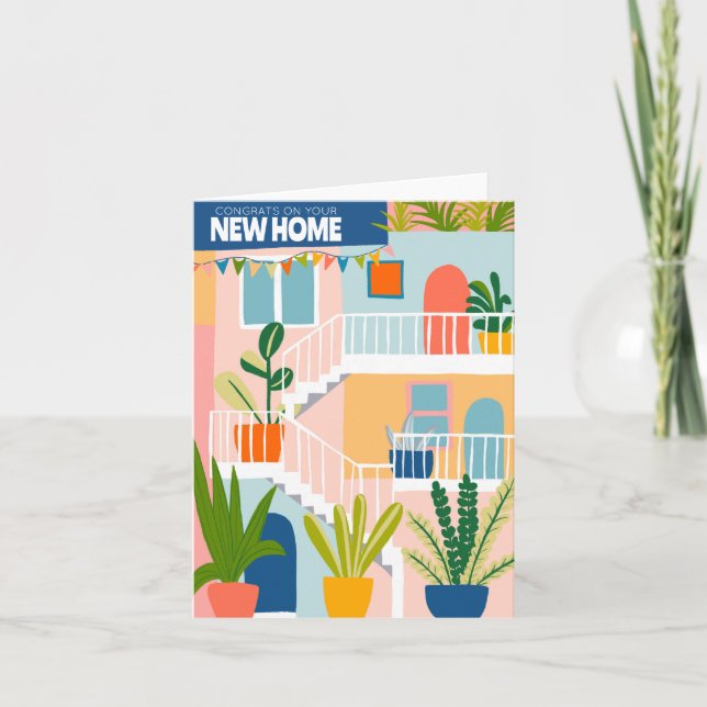 CONGRATULATIONS New Home Cute Tropical Apartment Card (Front)