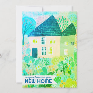 Congratulations New Home Garden Watercolor Cute Card