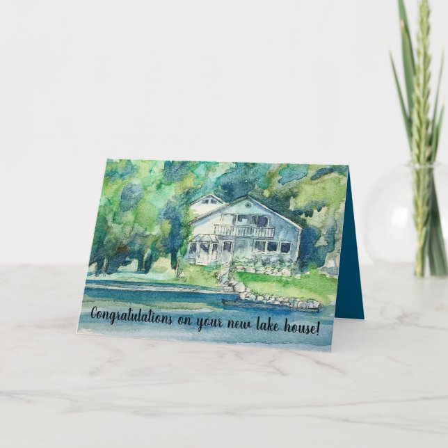 Congratulations New Home Lake House Trees Card (Front)