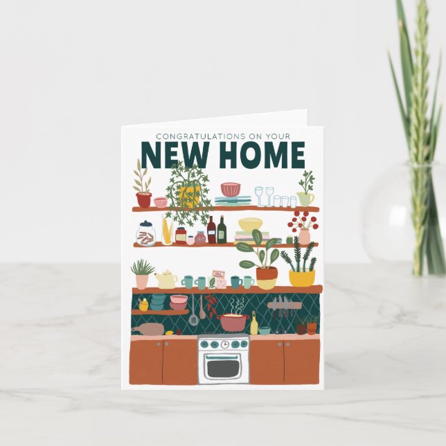CONGRATULATIONS NEW HOME MOVING Cute Kitchen Card (Front)