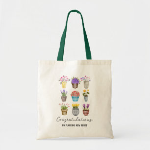 Congratulations New Homeowner Potted Botanical Tote Bag
