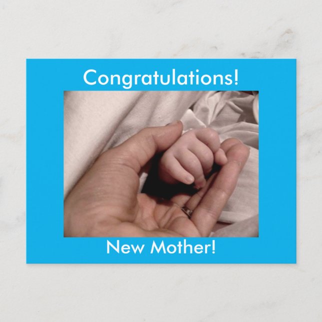 Congratulations New Mother Blue Background for Boy Postcard (Front)