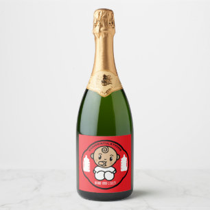Congratulations New Parents Baby Boy Sparkling Wine Label
