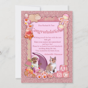 Congratulations New Pink-rose Baby Girl Card
