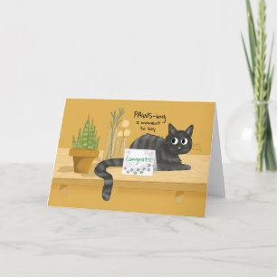 Congratulations New Plant Funny Pun with Cat Card
