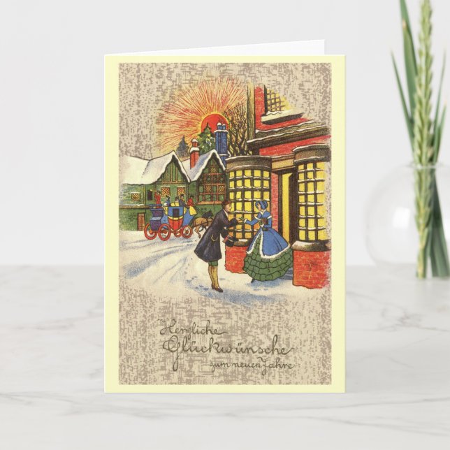 Congratulations New Year, German 1934 Vintage Holiday Card (Front)