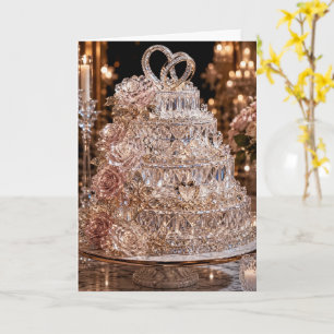 Congratulations Newlyweds Crystalline Glass Cake Card