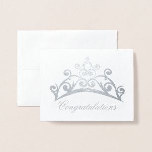 Congratulations Note Card-Pageant Crown Foil Card