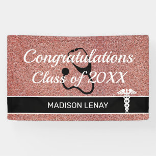Congratulations Nurse Graduation Pink Glitter Name Banner