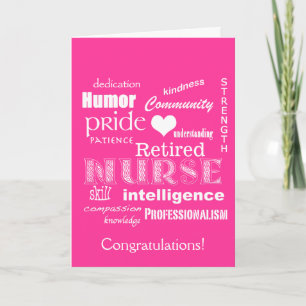 Congratulations Nurse Retirement!-Vibrant Pink Card