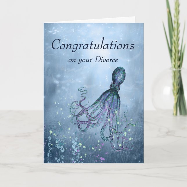 Congratulations Octopus Could Hug You Divorce Card (Front)