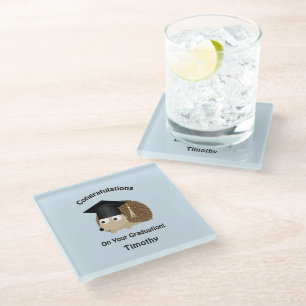 Congratulations of your gratudation hedgehog glass coaster