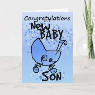 CONGRATULATIONS ON A NEW BABY BOY BLUE PRAM CARD