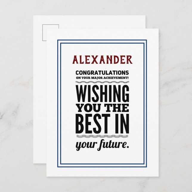 Congratulations On Achievement Accomplishment Postcard (Front/Back)