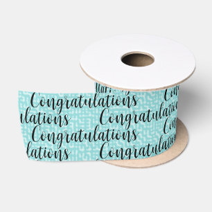 Congratulations on Aquamarine Satin Ribbon