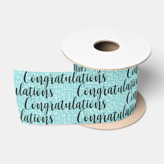 Congratulations on Aquamarine Satin Ribbon