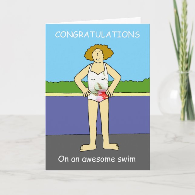 Congratulations on Awesome Swim for Her Card (Front)