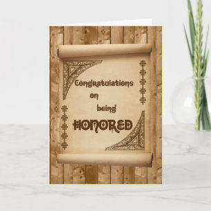 Congratulations on Being Honoured Card
