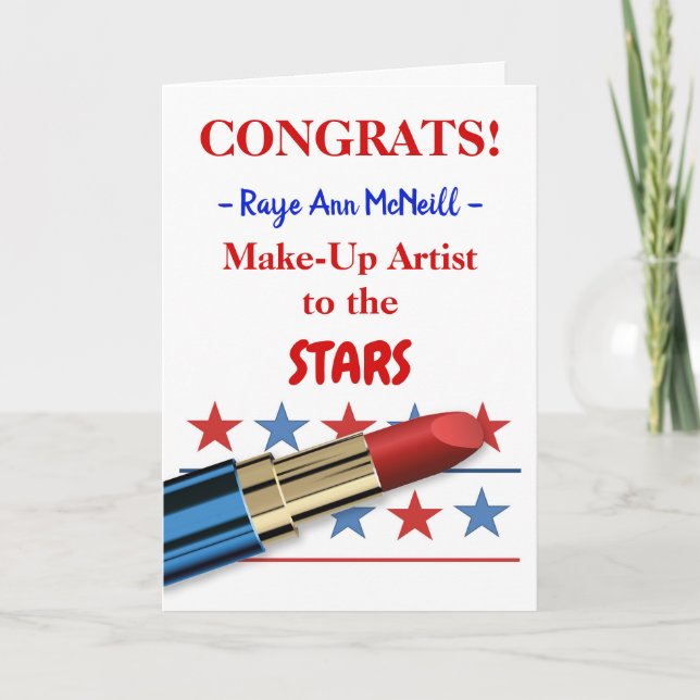 Congratulations on Cosmetology Degree Lipstick Card (Front)